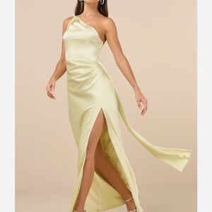 Lulu's yellow one shoulder dress maxi dress